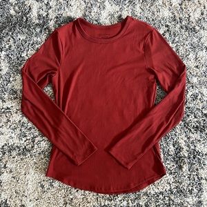 Ribbed Burnt Orange Long Sleeve Shirt